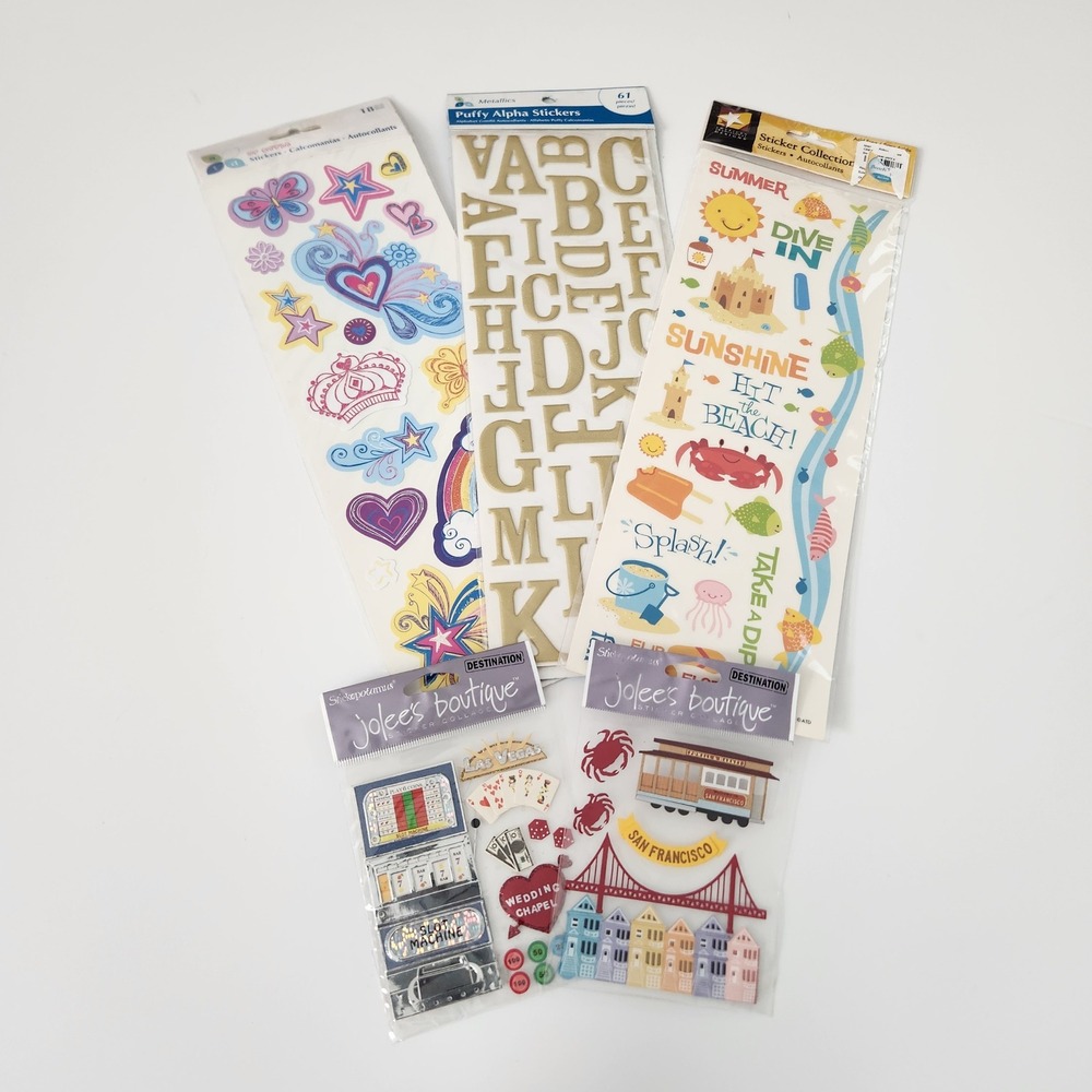 Scrapbooking sticker bundle- 5 sheets‎ of new sticker sets